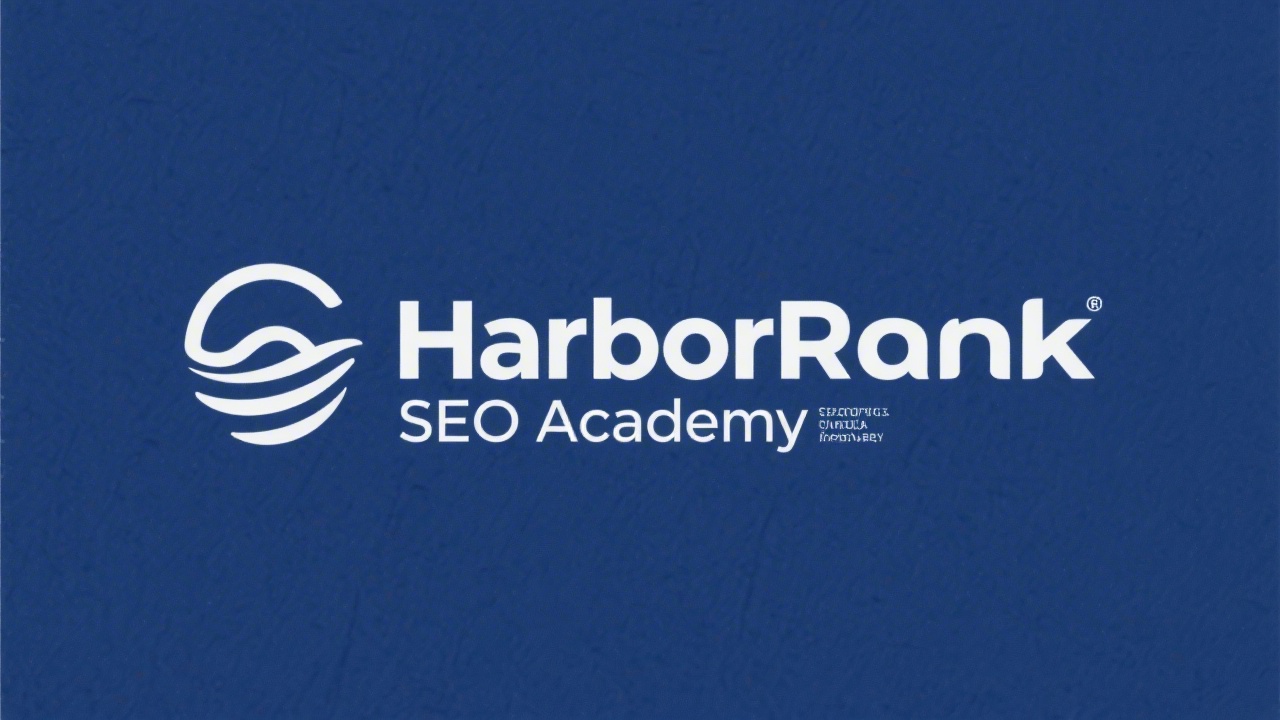 Simple HarborRank SEO Academy wordmark logo featuring clean sans serif letters and a single geometric wave line symbolizing Hong Kong harbor clarity.