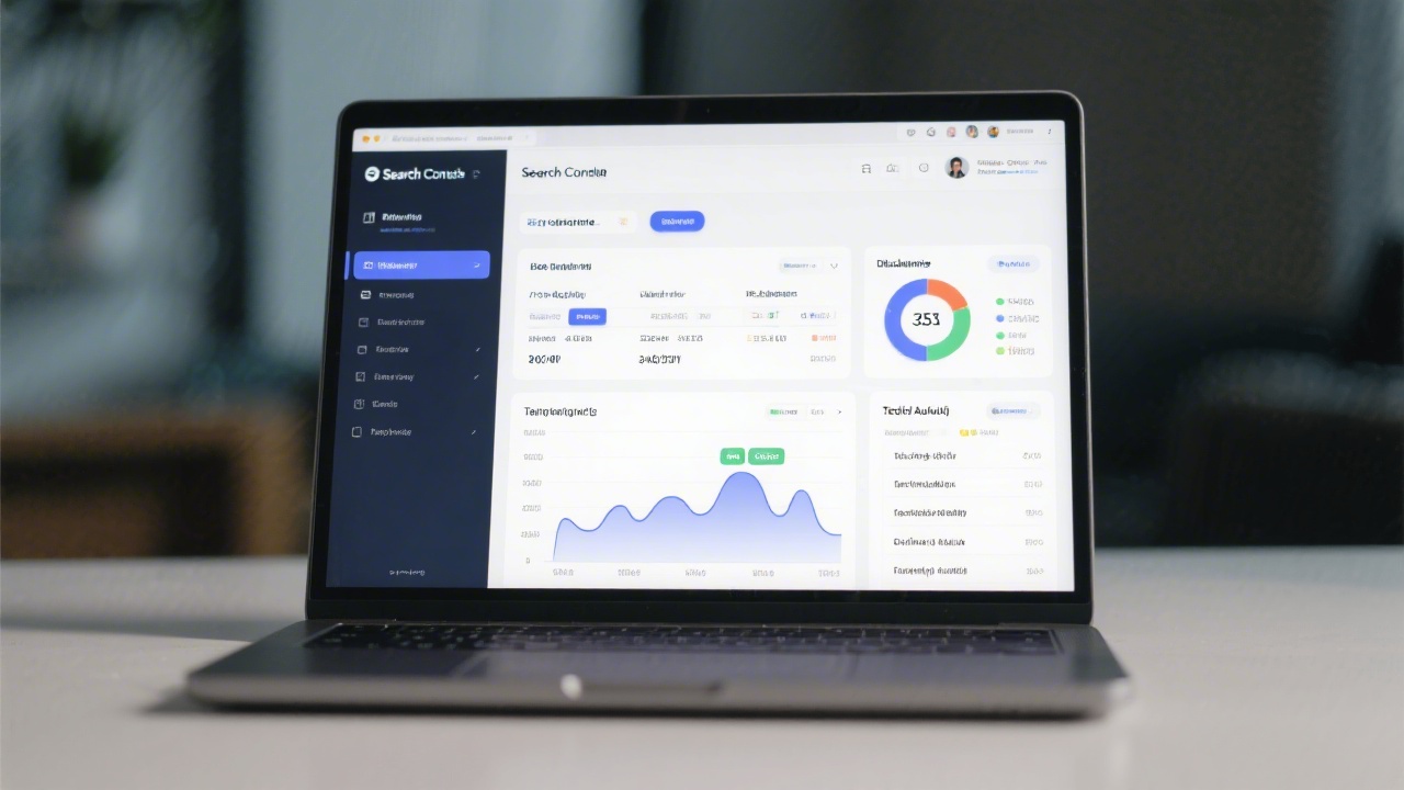 Laptop screen showing search console data, keyword dashboards, and technical audit tools, reflecting the software used in SEO training.